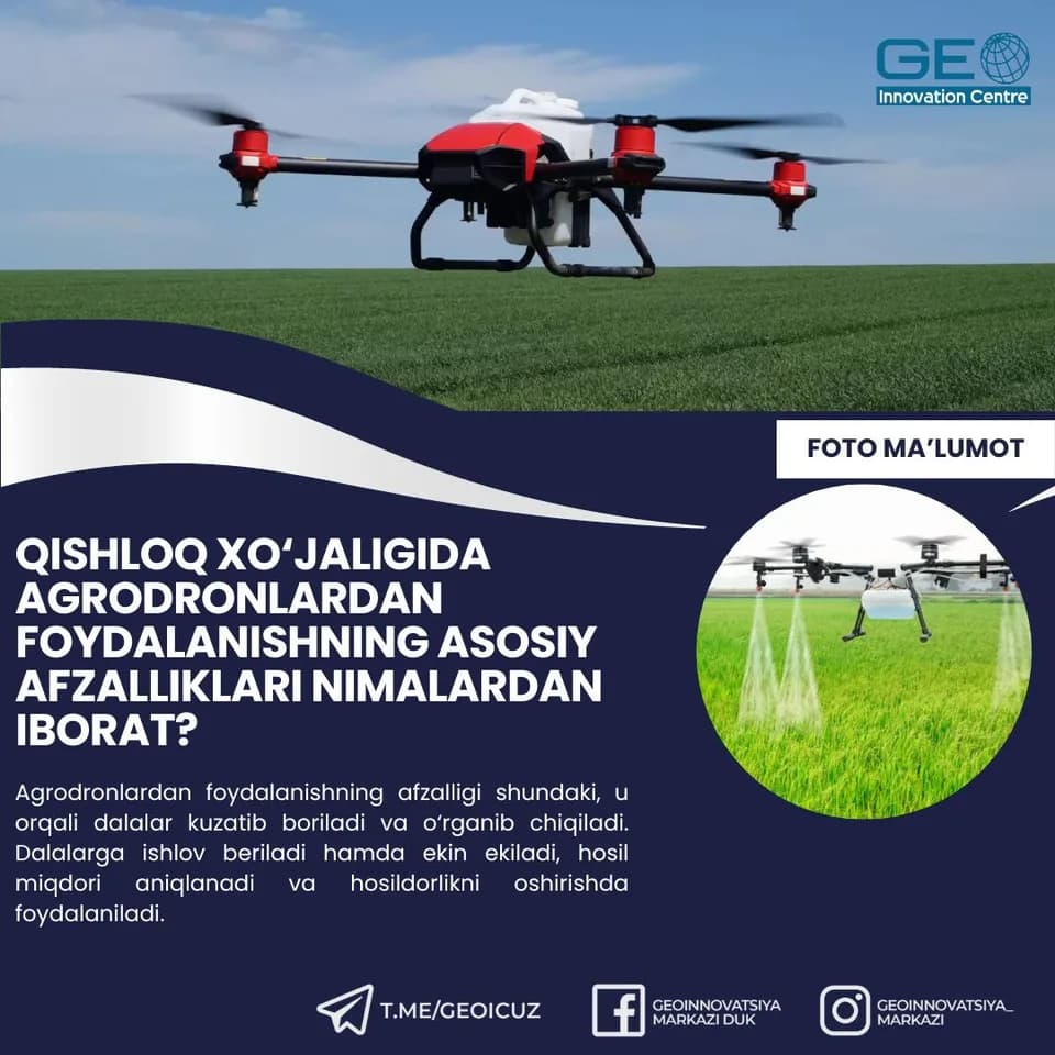 Qishloq xo‘jaligida agrodronlardan foydalanish